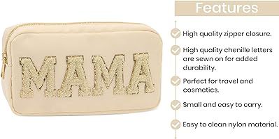 Sage Nation Chenille Letter Makeup Bag- Nylon Cosmetic Preppy Pouch For Travel and Organization, ... | Amazon (US)