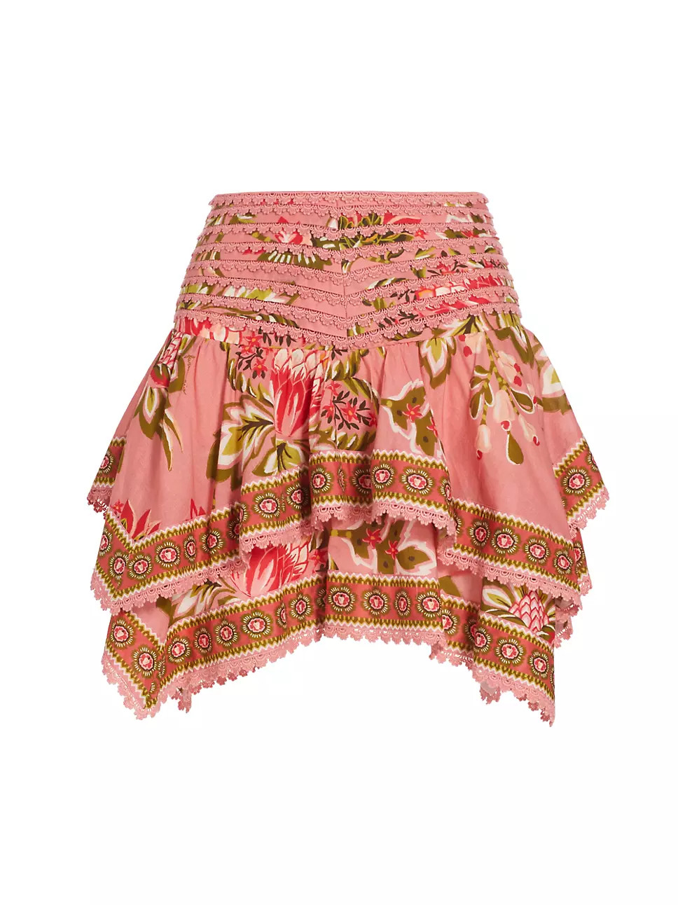 Aura Tiered Floral Cotton Miniskirt | Saks Fifth Avenue
