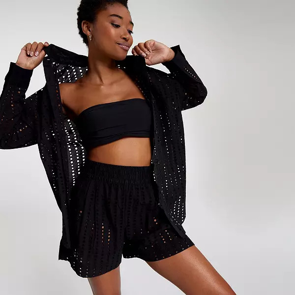 CALIA Women's Oversized Perforated Long Sleeve Button Down Cover Up | Dick's Sporting Goods | Dick's Sporting Goods