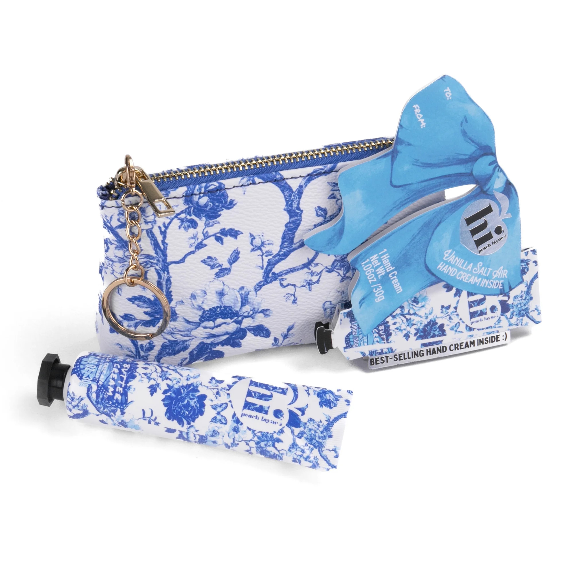 Hi Peach Layne  4.9  x 2.8 inches Blue Toile Keychain Zipper Pouch with Metal Key Ring and 1.06oz... | Walmart (US)