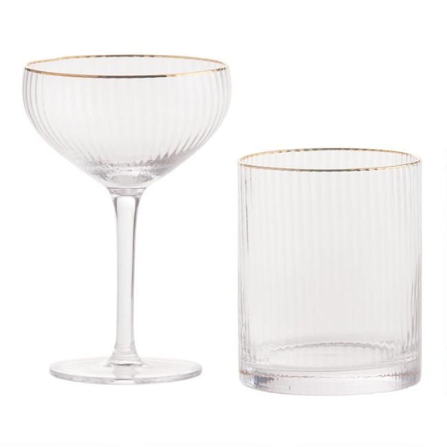Gold Rim Ribbed Cocktail Glass | World Market