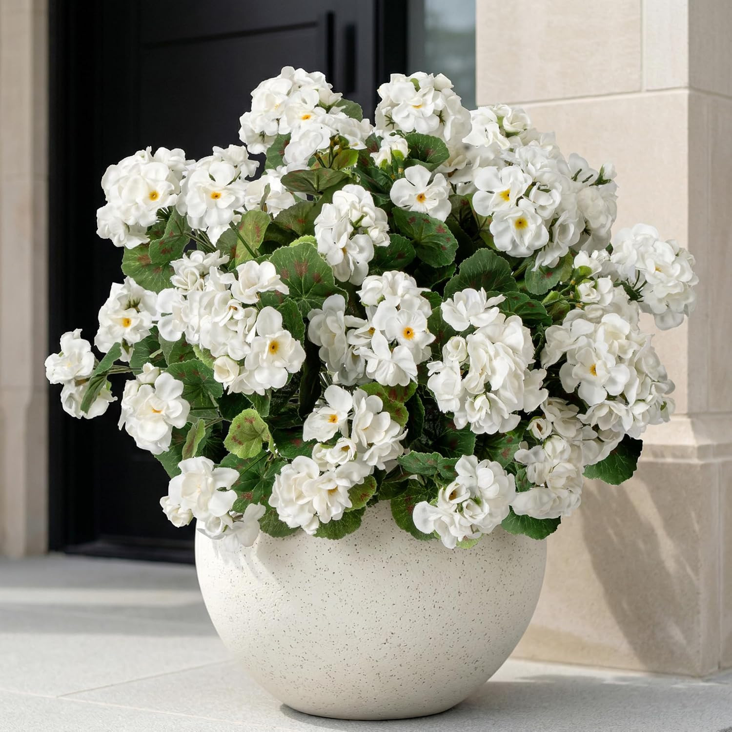 Artificial Flowers for Outdoors Artificial Geranium,Fake Flower White Geranium Artificial Plant H... | Amazon (US)