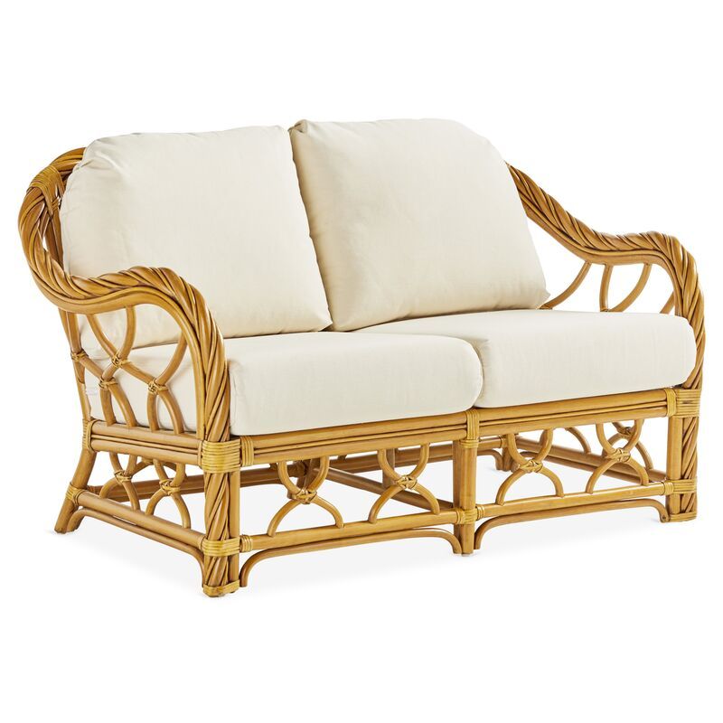 New Twist Rattan Loveseat, Natural/White | One Kings Lane