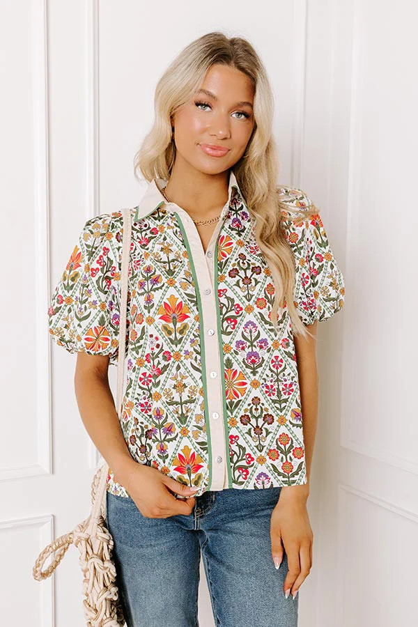 Terrace Views Floral Button Up in Cream | Impressions Online Boutique