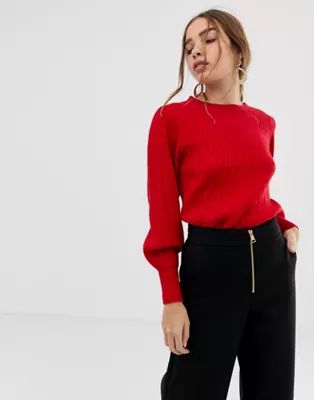 Selected Femme balloon sleeve knitted sweater | ASOS US