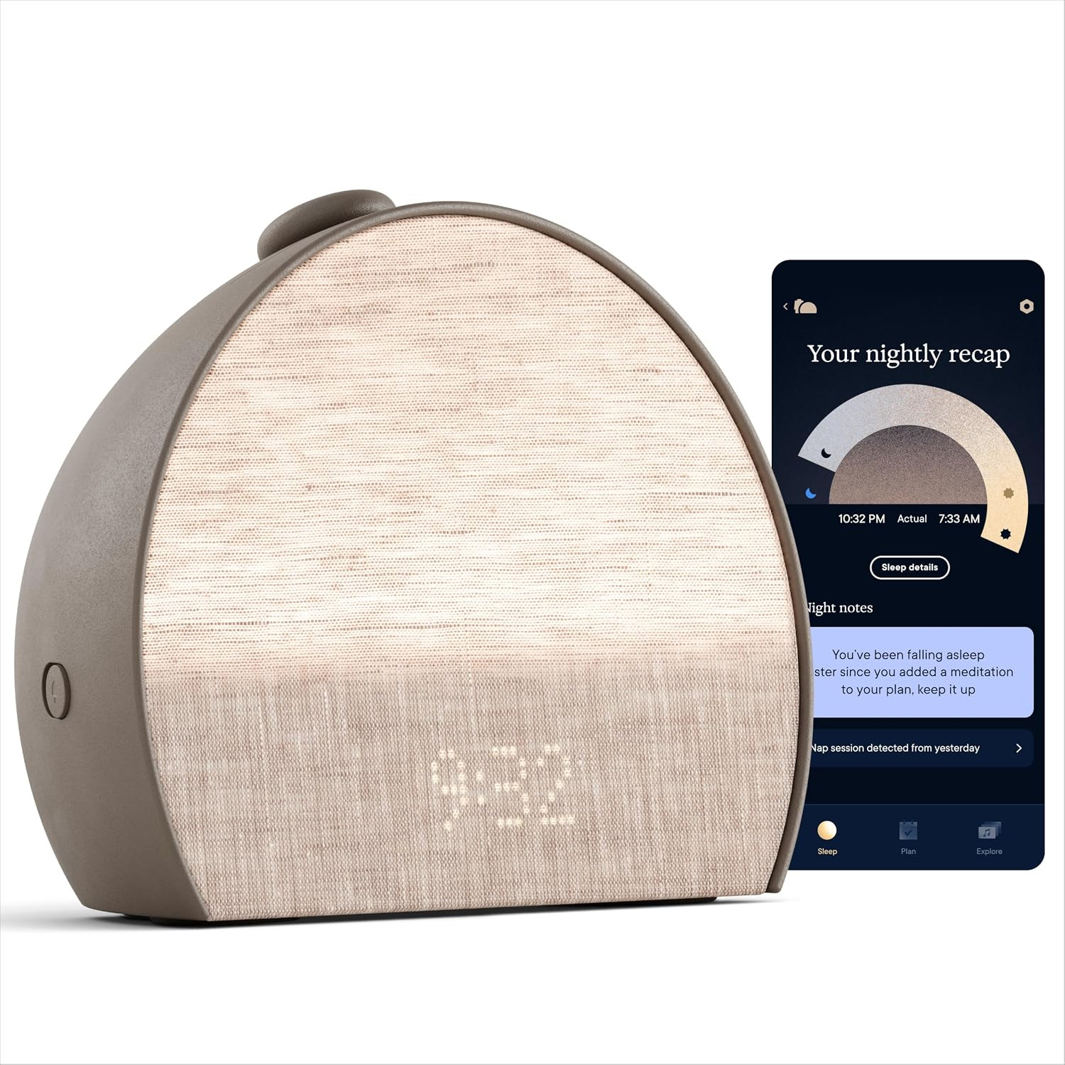 Hatch Sleep Clock Bedside Sleep Tracker, Smart Light, Sound Machine, Cocoa | Amazon (US)