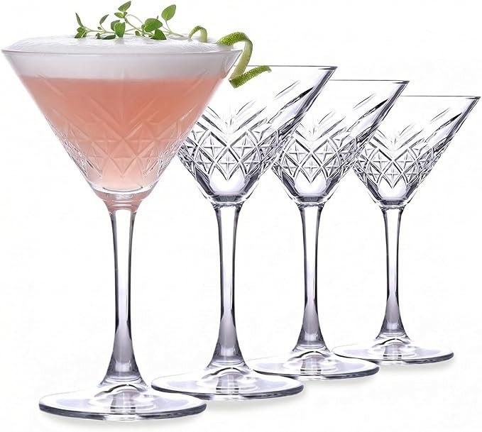 Vintage Coupe Glasses Set of 4 – 7.7 oz Cocktail & Champagne Glasses, Elegant Crystal Design St... | Amazon (US)