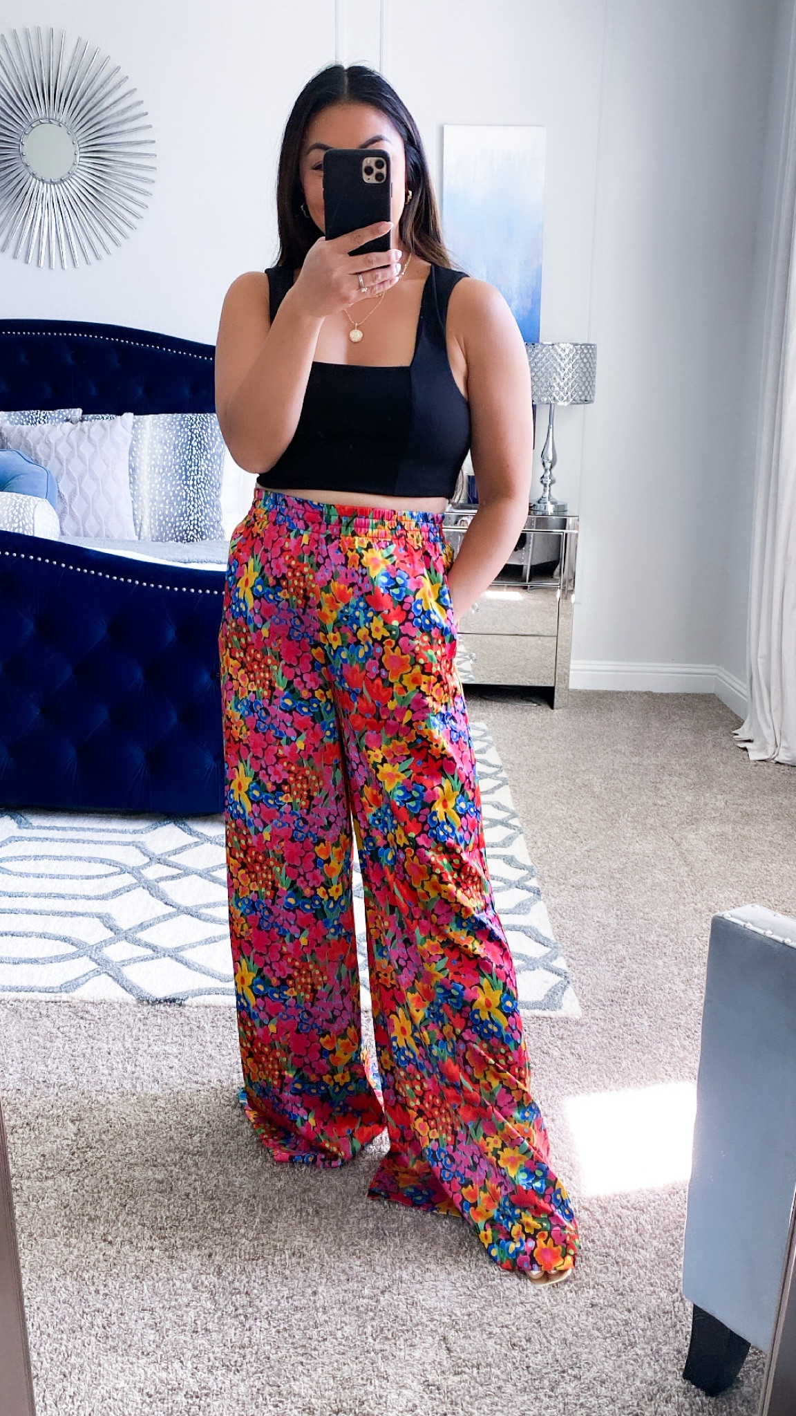 Colorful floral pants: medium
Black crop top: medium

Show me your mumu
Beach outfit  

#LTKwedding #LTKunder100 #LTKtravel