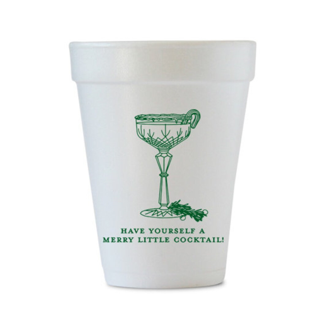 Merry Little Cocktail Styrofoam Cups Holiday Party Cups - Etsy | Etsy (US)