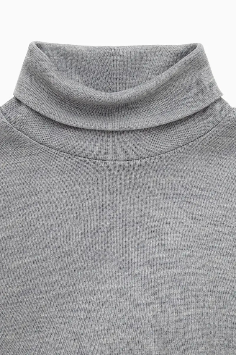 MERINO WOOL TURTLENECK TOP - GREY MÉLANGE - COS | COS UK