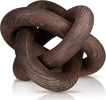 Yalikop Wood Chain Link Decor 3 Link Wood Knot Decor Hand Carved Coffee Table Decor Modern Shelf ... | Amazon (US)
