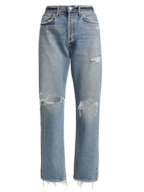 AGOLDE '90s High-Rise Distressed Straight-Leg Jeans | Saks Fifth Avenue