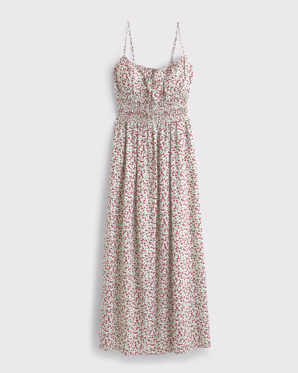 Smocked Tie-Front Maxi Dress | Abercrombie & Fitch (US)