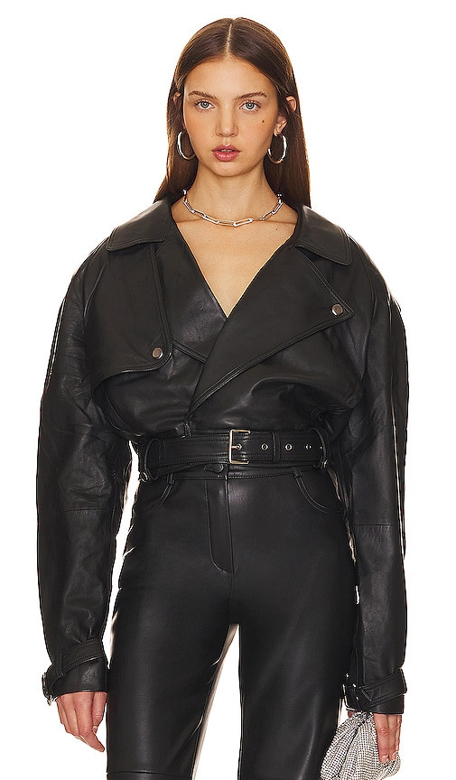 NBD Oversized Leather Motorcycle Jacket in Black. - size S | Revolve Clothing (Global)
