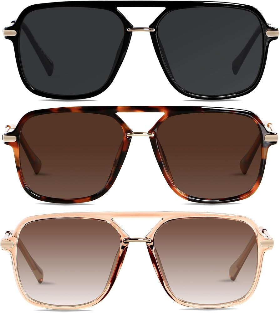 Aviator Sunglasses for Women Men Polarized Retro Square Pilot Shades | Amazon (US)