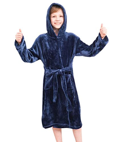 Doctor Unicorn Boys Soft Hooded Bathrobe Kids Warm Gamer Fleece Robe Sleepwear (Navy - 14-16 Years) | Amazon (US)