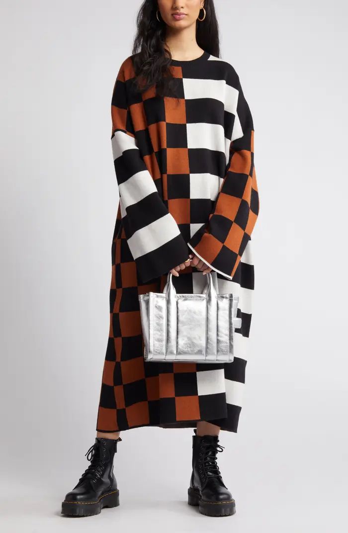 Check & Stripe Long Sleeve Sweater Dress | Nordstrom