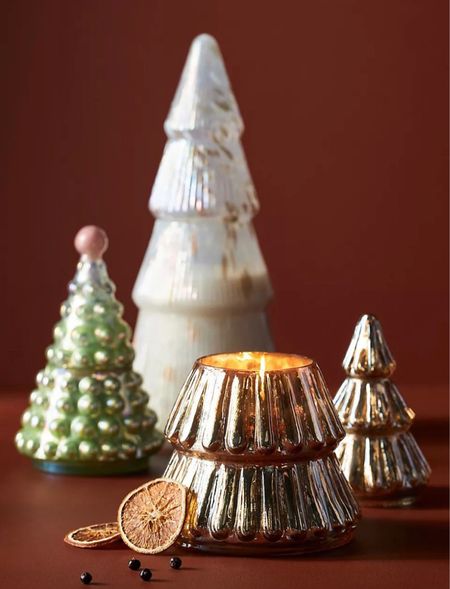 Beautiful mercury glass tree holiday, Christmas fragrance candles from Anthropologie. I feel these will be very popular and sell out quickly. Different holiday scented candles. Makes a nice gift. Shop more holiday candles and fall candles on sales. Holiday home decor accessories. 

#LTKsalealert #LTKHoliday #LTKhome