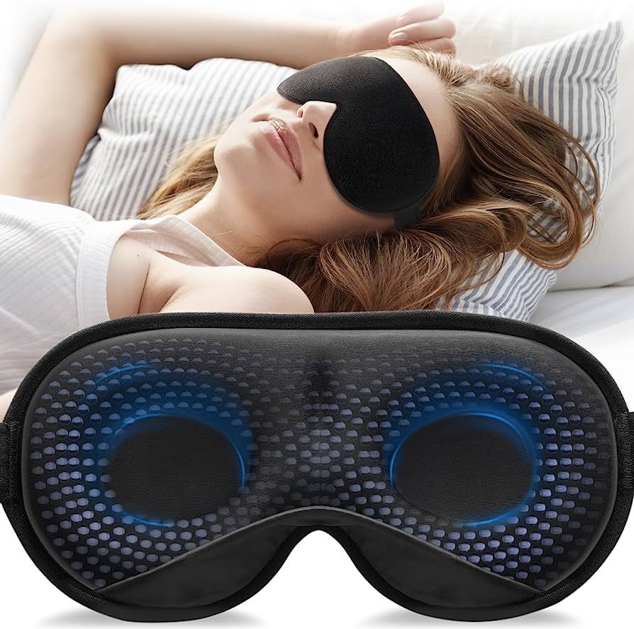 YFONG Weighted Sleep Mask, Women Men 3D Blocking Lights Sleeping Mask (4.2oz/120g), Pressure Reli... | Amazon (US)