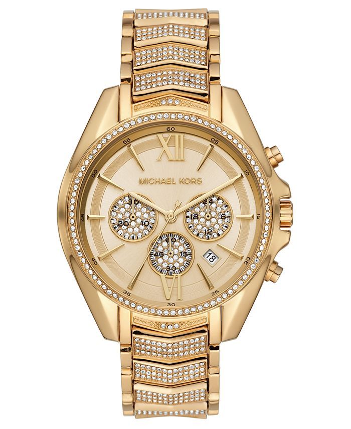 Women's Chronograph Whitney Gold-Tone Stainless Steel Pave Bracelet Watch 45mm | Macys (US)