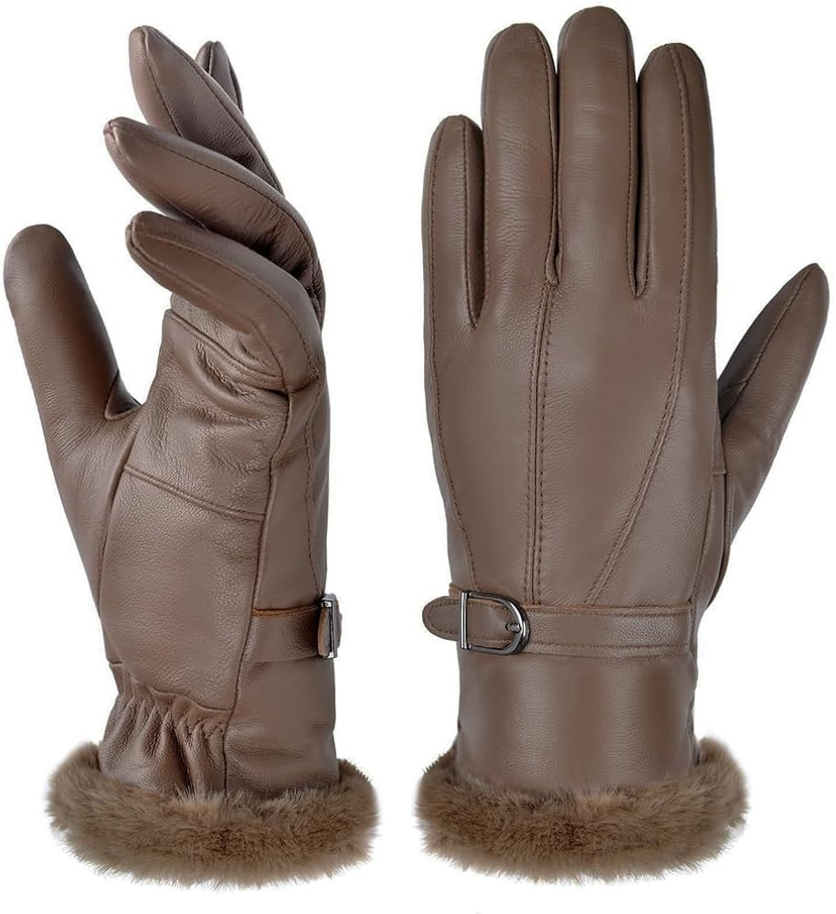 Harssidanzar Leather Gloves Women's Winter Thermal Dress Gloves Fur Lined For Cold Weather SL022U... | Amazon (US)