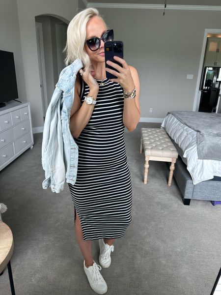 Another cute option for the 4th of July is this striped dress from Walmart! Dress is up with all things red, white and blue! It’s been a best seller for me for the last few weeks because it’s so good! Wearing a small 

#LTKStyleTip #LTKFindsUnder50 #LTKxWalmart