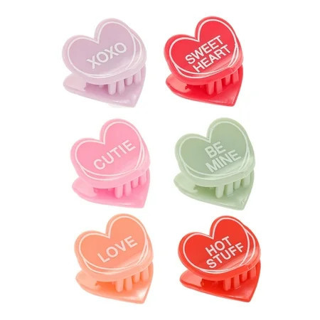 Way to Celebrate Valentine's Day Hear Charm Hair Clips, 6 Pieces | Walmart (US)