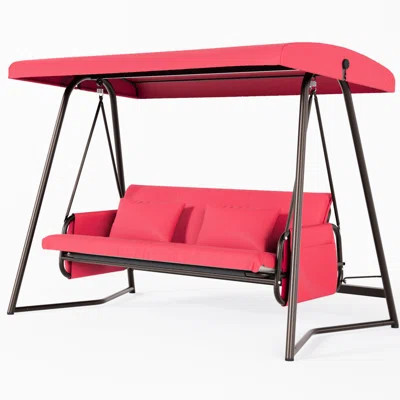 Red Color Outdoor Patio 3 With Cushion. Rust Prevention, . Waterproof & Breathable. Adjustable Canopy. To Bed Option. Cushion, Stable System. Easy A | Wayfair North America