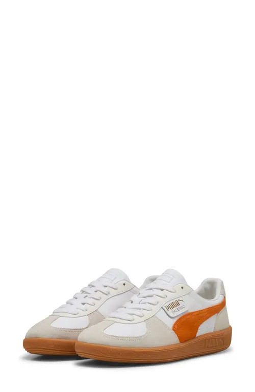 PUMA Palermo Leather Sneaker in Puma White-Warm White-Orange at Nordstrom, Size 10 | Nordstrom