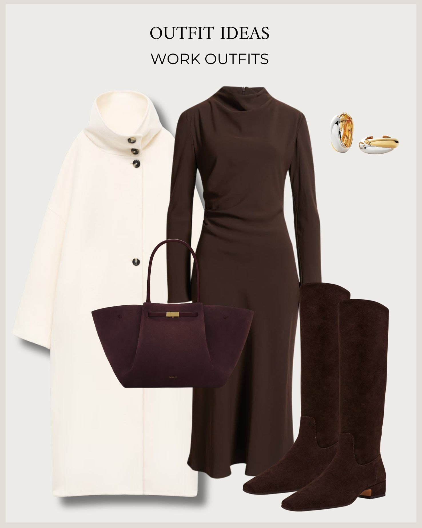 Office work outfit in knee high boots and brown dress 

#LTKwinter #LTKautumn #LTKeurope