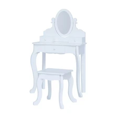 Fantasy Fields Little Princess Rapunzel Vanity Table with Mirror Storage Drawers and Stool White | Walmart (US)