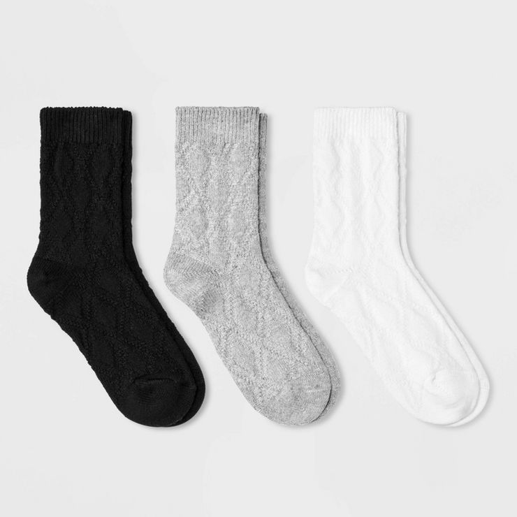 Women's 3pk Textured Argyle Crew Socks - Universal Thread™ 4-10 | Target