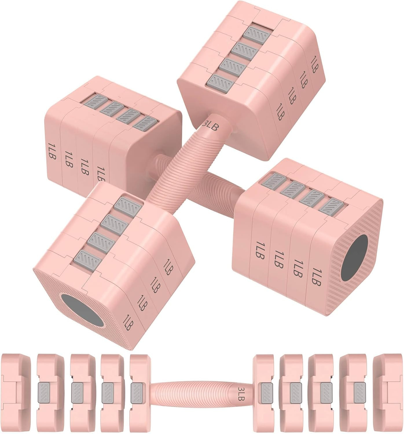 Adjustable Dumbbells Set of 2, 5-in-1 Adjustable Weight Dumbbells for Women/Men, 3lb/5lb/7lb/9lb/11lb Dumbbell Weights Set for Home Gym Workout | Amazon (US)