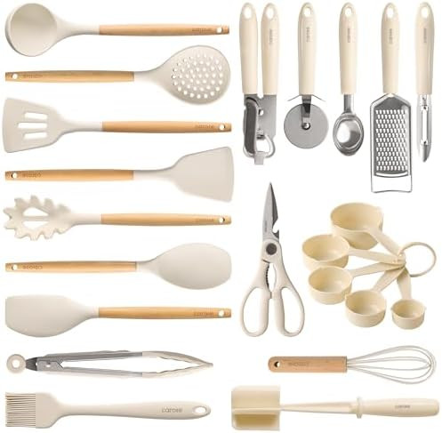 CAROTE 22pcs Silicone Cooking Utensils Set, 446°F Heat Resistant Kitchen Utensils Gadgets Set, S... | Amazon (US)