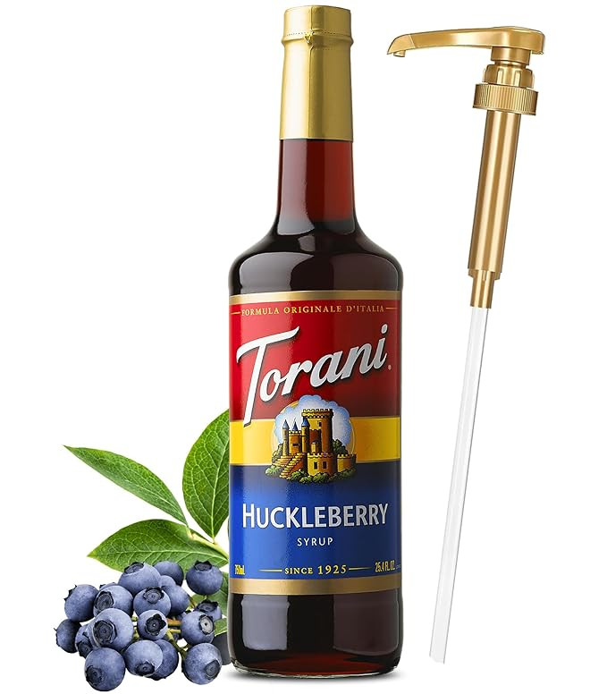 Torani Huckleberry Syrup with Little Squirt Syrup Pump, 750ml 25.4 Ounces | Amazon (US)