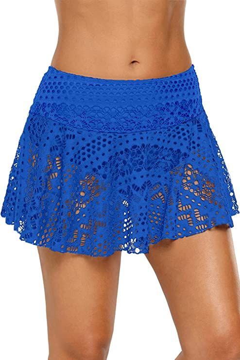REKITA Womens Swim Skirt Lace Crochet Skort Bikini Bottom | Amazon (US)