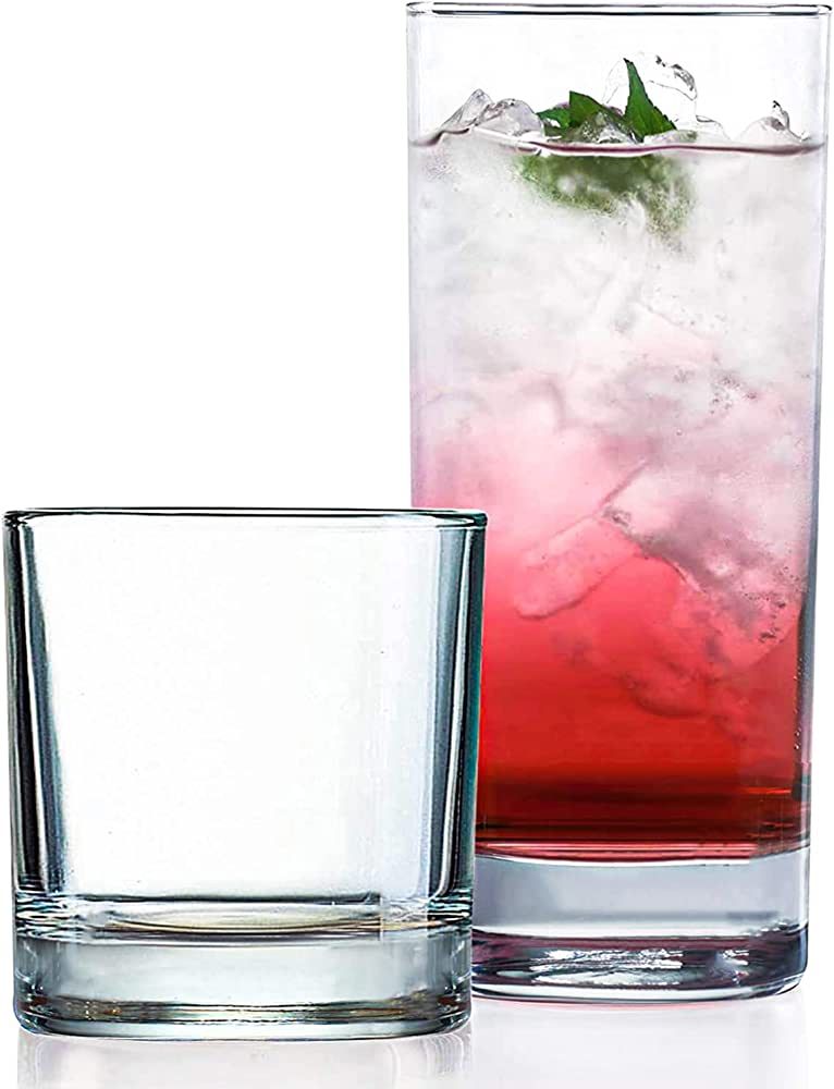 Everyday Drinking Glasses Set of 8 Drinkware Hurricane Glasses, Kitchen Glasses for Cocktail, Ice... | Amazon (US)