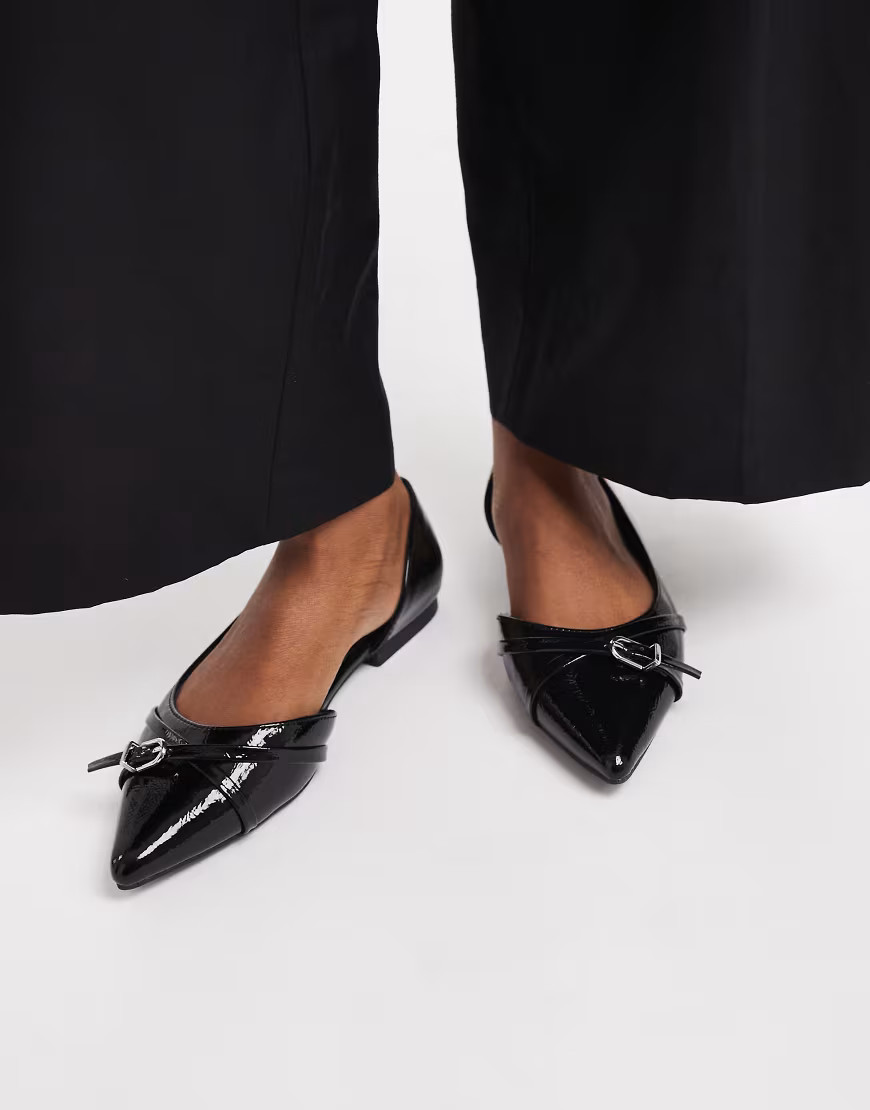 New Look buckle pointed ballet flat in black | ASOS (Global)
