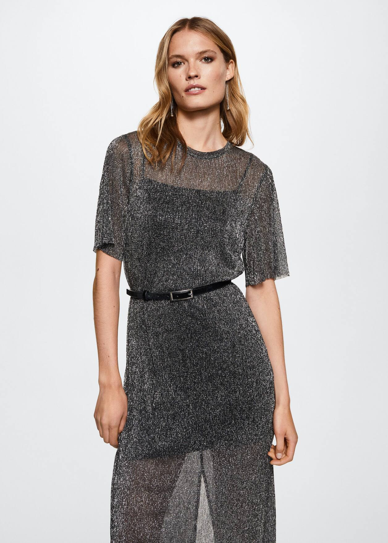 Long lurex dress -  Women | Mango USA | MANGO (US)