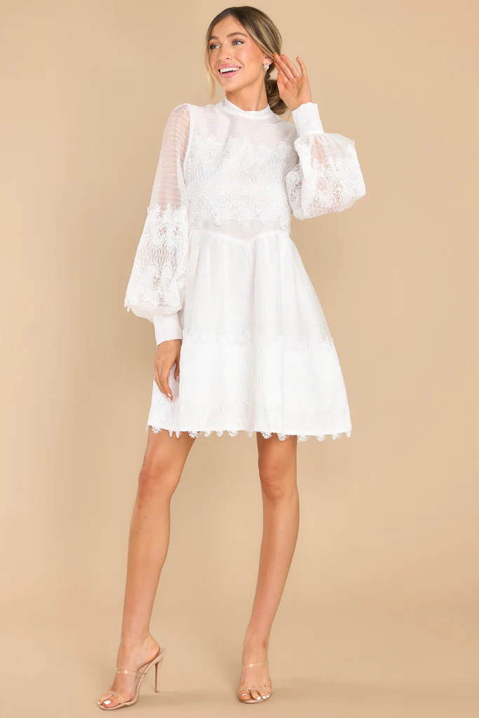 On My Best Behavior White Eyelet Dress | Red Dress 