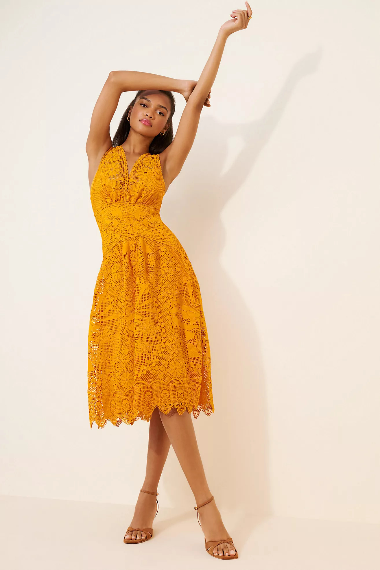 FARM Rio Sleeveless Lace Midi Dress | Anthropologie (US)