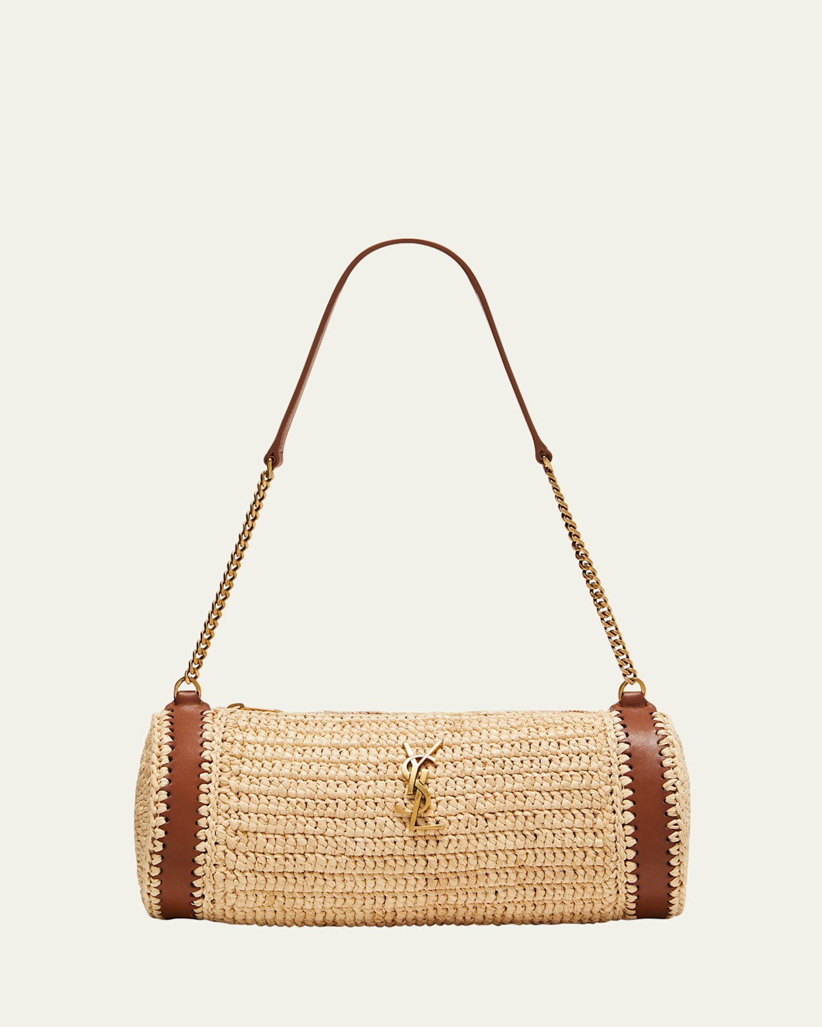 Cassandre Small YSL Tube Shoulder Bag in Raffia | Bergdorf Goodman
