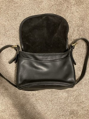 Vintage Coach Black Leather Flap Crossbody Bag | eBay US