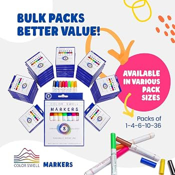 Color Swell 8-Pack Broad Line Markers – Washable, Non-Toxic, Ideal for Kids, Students, Adults, ... | Amazon (US)