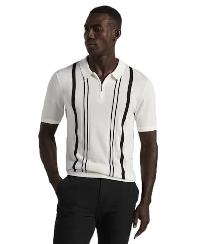 Perry Ellis Men’s Short Sleeve Sweater Polo Shirt, Bright White, Small | Amazon (US)
