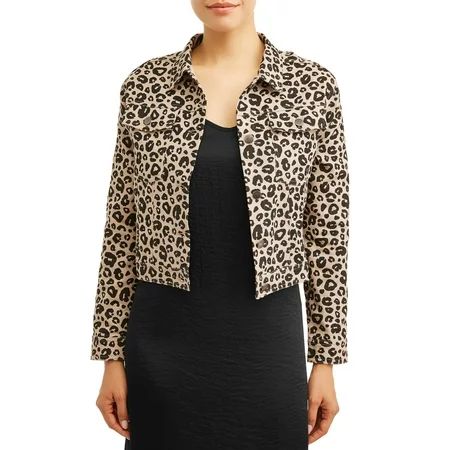 Women's Leopard Print Trucker Jacket | Walmart (US)
