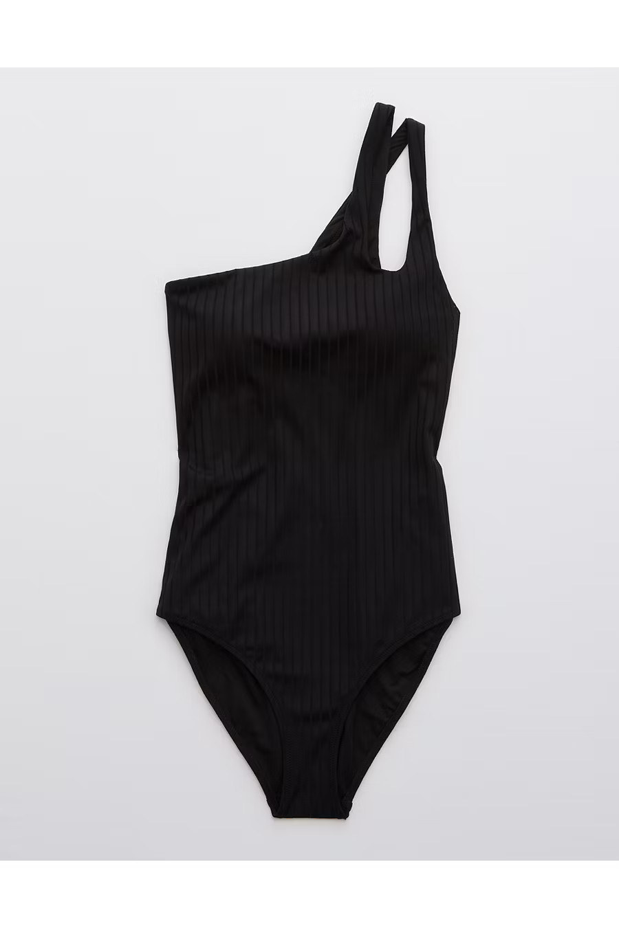 Aerie Ribbed Shine One Shoulder One Piece Swimsuit | Aerie
