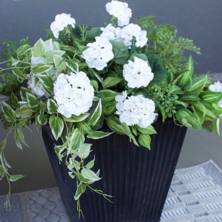 Outdoor faux flower pot