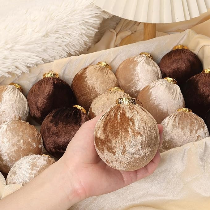 Christmas Tree Ornaments Velvet Balls - 15 Pack 3.15inch with Elegant Color, Velvet Fabric Wrinkl... | Amazon (US)