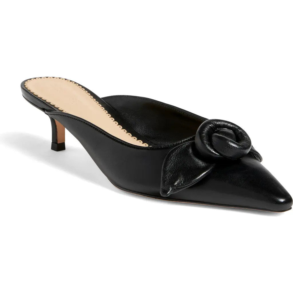 Cinq à Sept Layla Knotted Rose Mule in Black at Nordstrom, Size 36 | Nordstrom